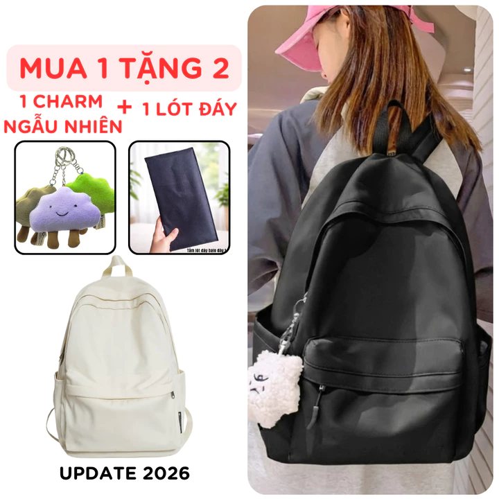 Balo Nam Nữ Thời Trang Ulzzang, Balo Đi Học Đơn Giản Kèm Móc Khóa Dễ Thương, Balo Unisex Đựng Laptop, Sách Vở BL03
