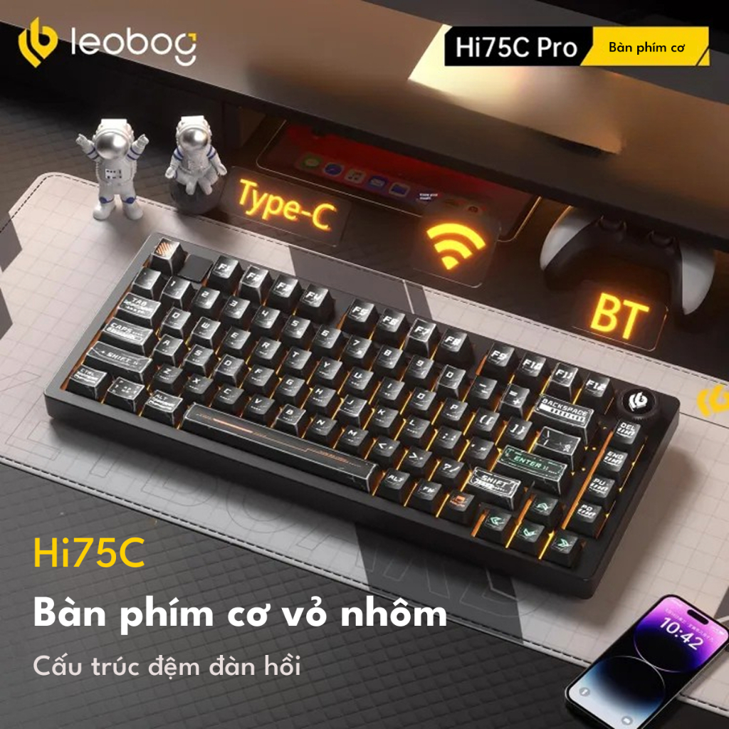 Bàn phím cơ Không dây NHÔM - LEOBOG HI75C PRO Keycap RGB - APP Marco - Núm vặn THkeyboard ( New) | BigBuy360 - bigbuy360.vn