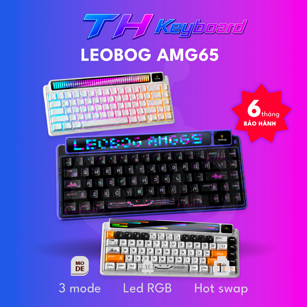 Bàn phím cơ Leobog AMG65 CUSTOM Màn hình (3 mode,2 màn hình Tùy chỉnh+ TFT, Pin 8000 mAh) THkeyboard | BigBuy360 - bigbuy360.vn