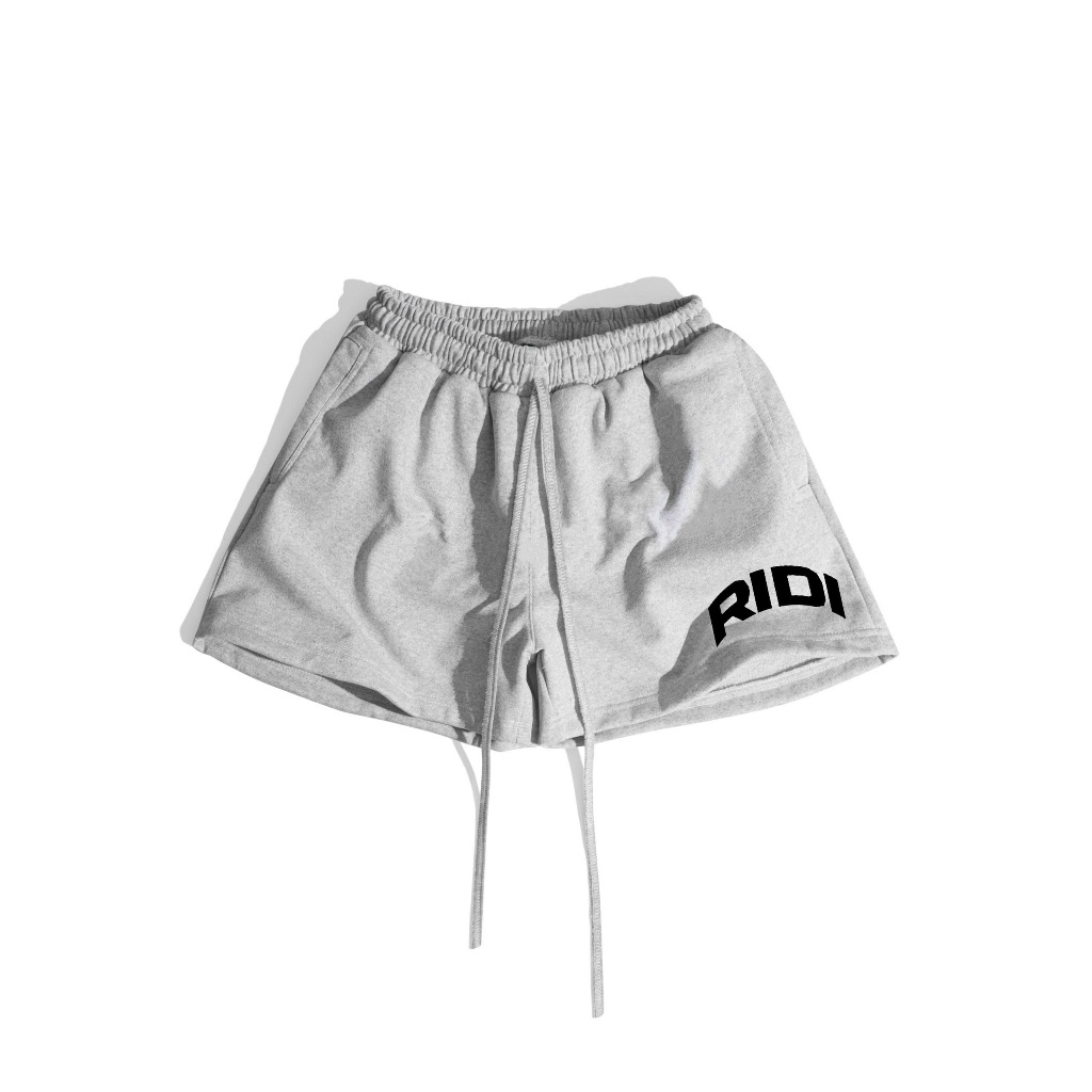 QUẦN ĐÙI UNISEX XÁM TIÊU - NỈ CHÂN CUA - RIDICULOUS BOXY SHORTS - PEPPER / IN LỤA NỔI - 99% COTTON | BigBuy360 - bigbuy360.vn