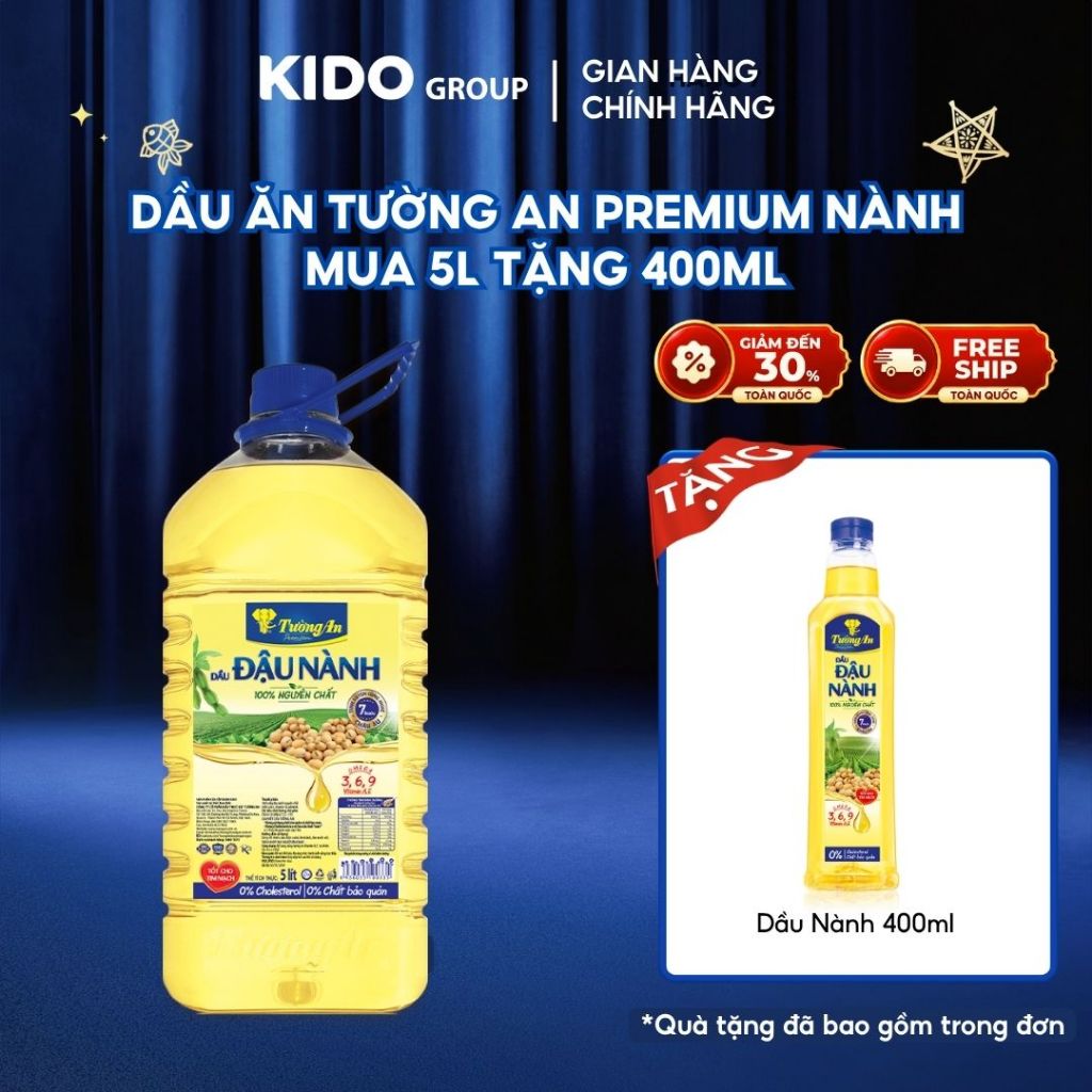 [MUA 5L TẶNG 400ML] Dầu Đậu Nành Tường An Premium 5L