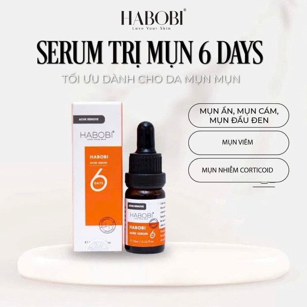 Serum Mụn 6 days   HABOBI Hỗ Trợ Giảm Thâm Tái Tạo Làn Da Phục Hồi Da Yếu 10ML