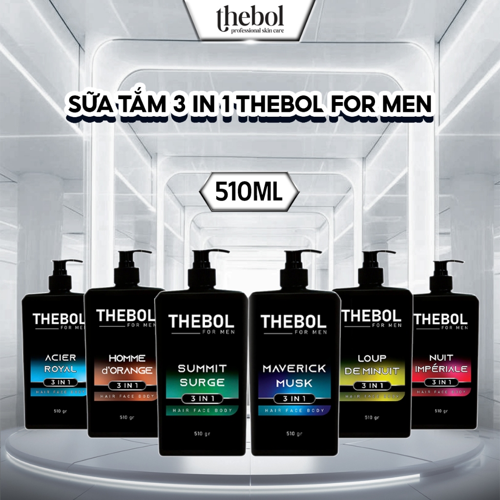 Tắm Gội Rửa Mặt 3in1 TheBol For Men Lưu Hương Nam Tính, Lịch Lãm 510gr