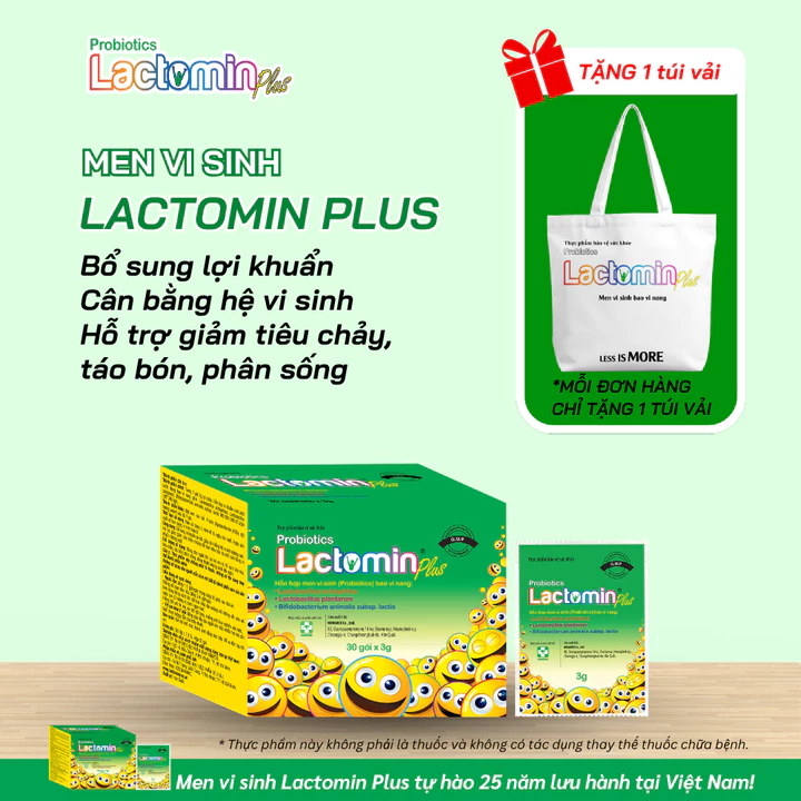 Men Vi Sinh LACTOMIN PLUS (Hàn Quốc, Gói Bột) - Giảm Tiêu Chảy, Táo Bón, Cân Bằng Hệ Vi Sinh Đường Ruột