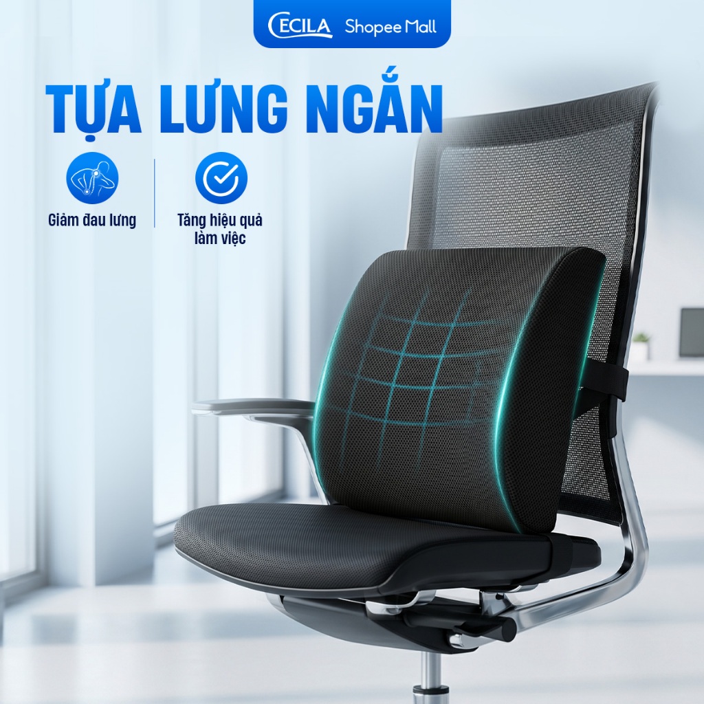 Gối tựa lưng văn phòng CECILA Gối Nệm Y Tế ruột cao su non thoáng khí đàn hồi cực tốt dành cho dân văn phòng, lái xe