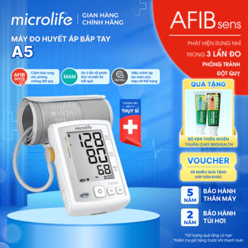 Máy Đo Huyết Áp Bắp Tay BP A5, Cảnh Báo Sớm Rung Nhĩ - Phòng Tránh Đột Quỵ, Cảnh Báo Rối Loạn Nhịp Tim | MICROLIFE