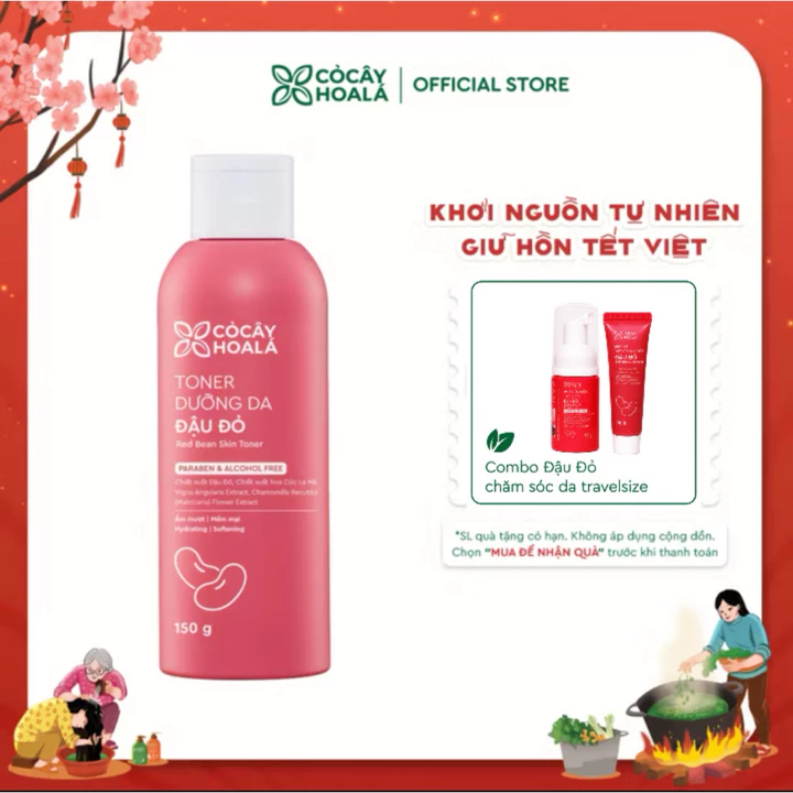 Nước Hoa Hồng Đậu Đỏ Việt Nam Cỏ Cây Hoa Lá Cấp Ẩm, hỗ trợ Dưỡng Sáng Và Làm Mềm Da cỏ cây Hoa Lá
