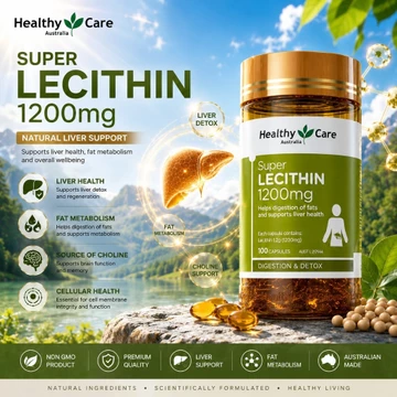 【Nhập khẩu từ Úc】Healthy Care Super Lecithin 1200mg 100 Viên Nang Mềm - Não Bộ & Chuyển Hóa Chất Béo