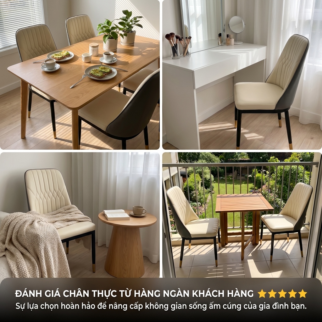 Alove Ghế ăn bọc da phong cách Bắc Âu hiện đại tối giản tựa lưng êm ái dùng cho phòng ăn quán cafe | BigBuy360 - bigbuy360.vn