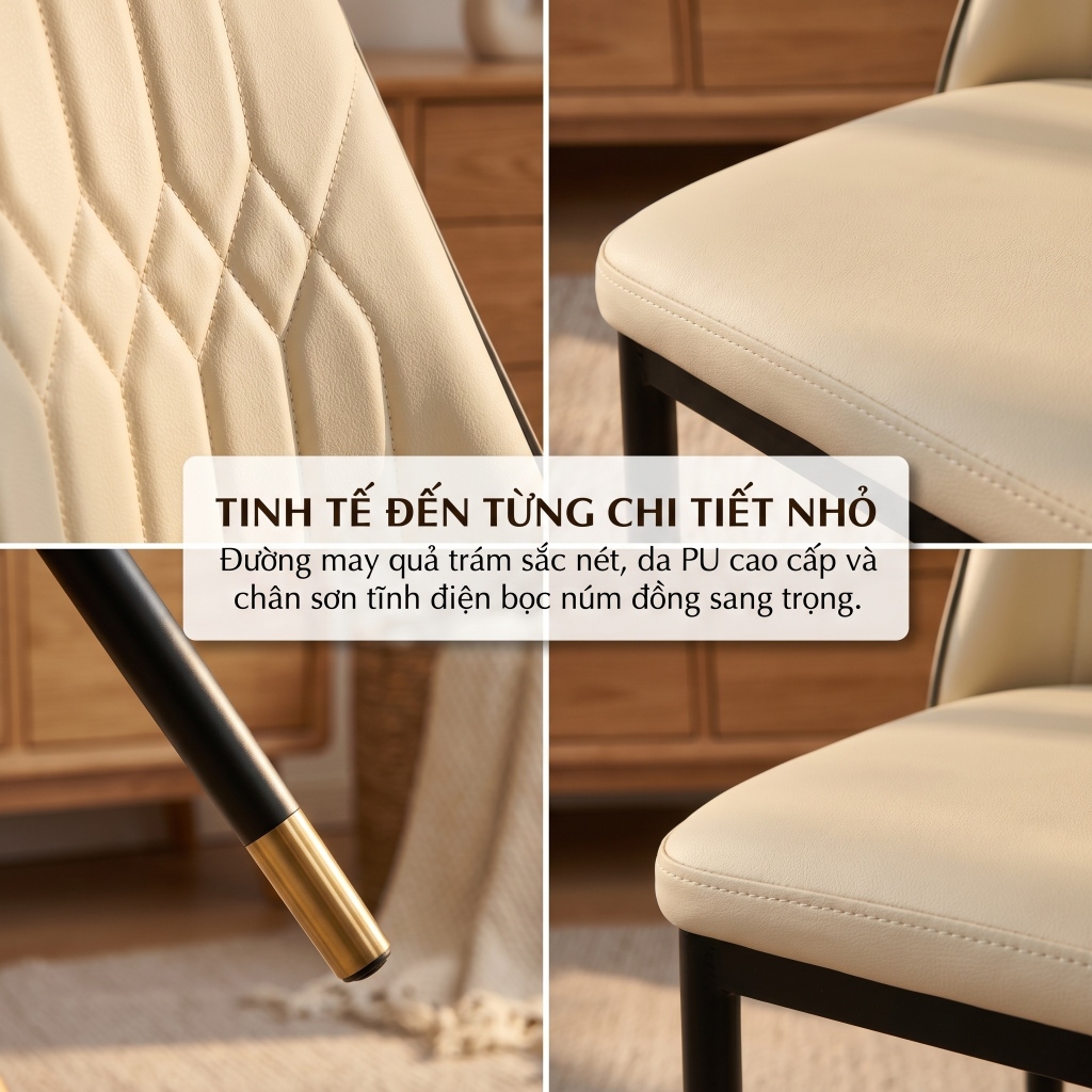 Alove Ghế ăn bọc da phong cách Bắc Âu hiện đại tối giản tựa lưng êm ái dùng cho phòng ăn quán cafe | BigBuy360 - bigbuy360.vn