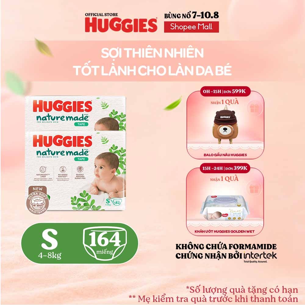 Combo 2 Tã Dán Huggies Nature Made Size S82