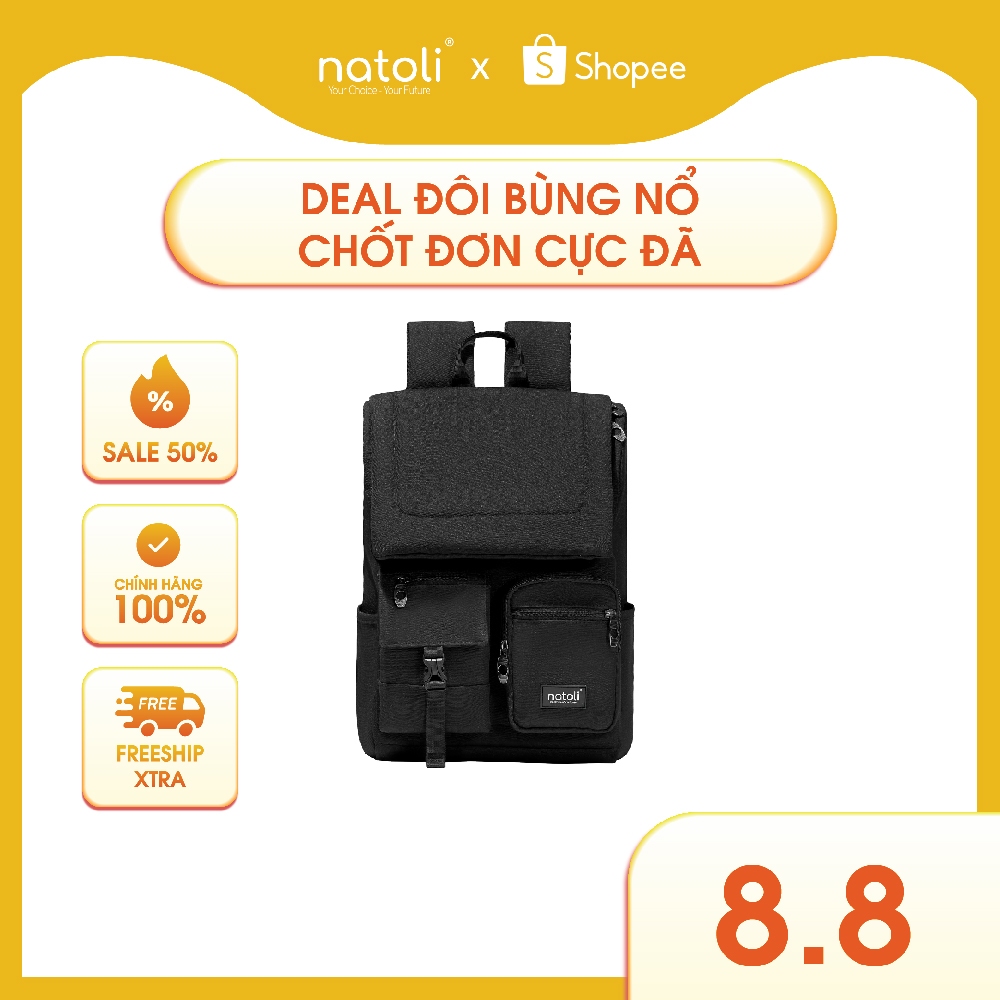 Balo laptop 15 6 inch thương hiệu NATOLI, cặp đi học nam chống sốc chống nước tốt Global Backpack B8