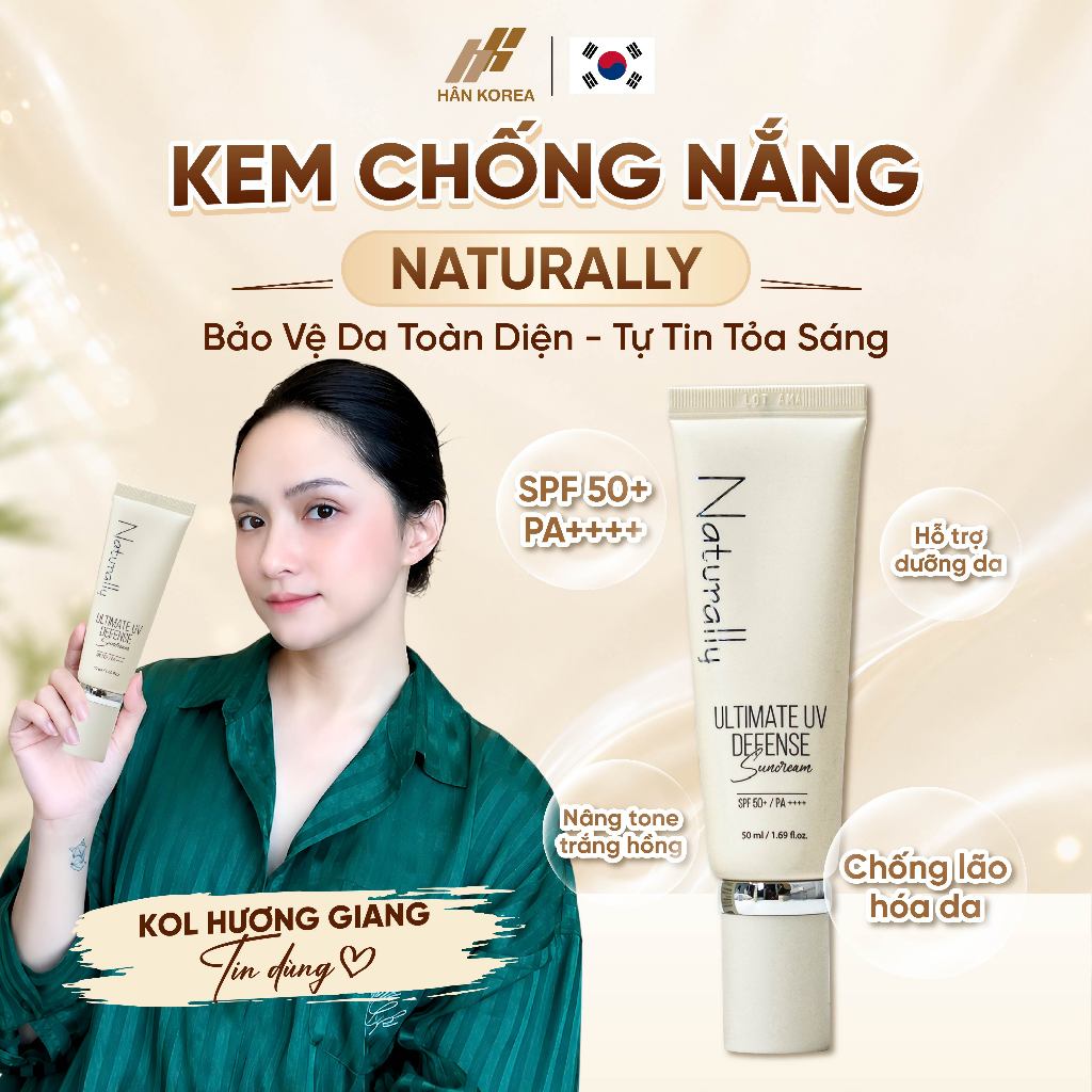 Kem Chống Nắng Naturally 50ML, Chống Nắng Kiềm Dầu, Nâng Tone, Không Bết Rít SPF 50+ PA++++ - A33