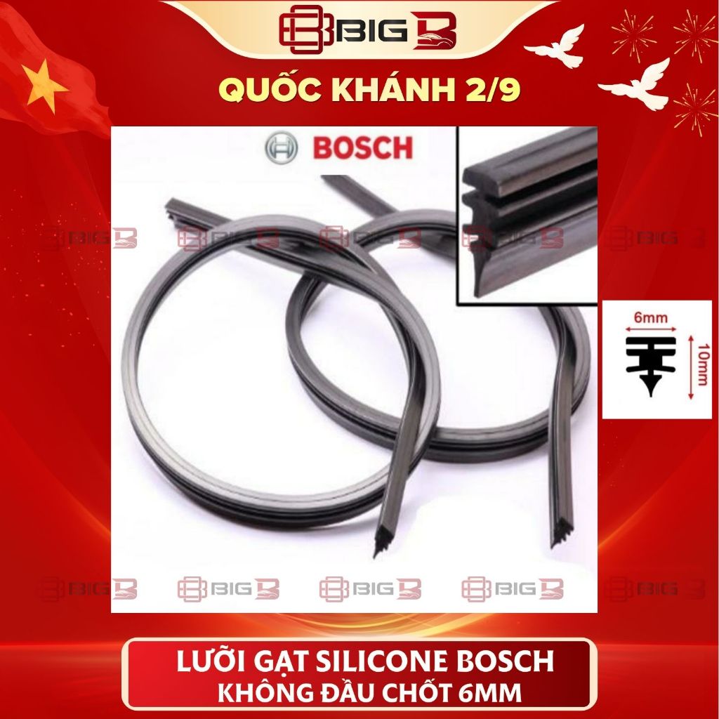 Lưỡi Gạt Mưa Ô tô Silicone BOSCH 70cm(28inch) Lá Lúa Gạt Kính Ô TÔ Không Đầu Chốt 6mm Lưỡi Gạt Sau Ô Tô BIG B STORE
