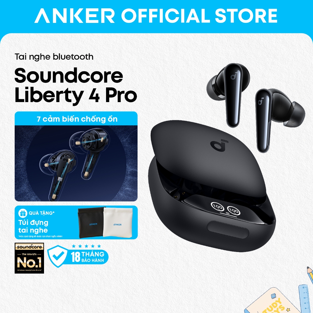 Tai nghe bluetooth soundcore Liberty 4 Pro chống ồn chủ động, điều khiển nhanh qua màn hình cảm ứng, sạc nhanh siêu tốc | BigBuy360 - bigbuy360.vn
