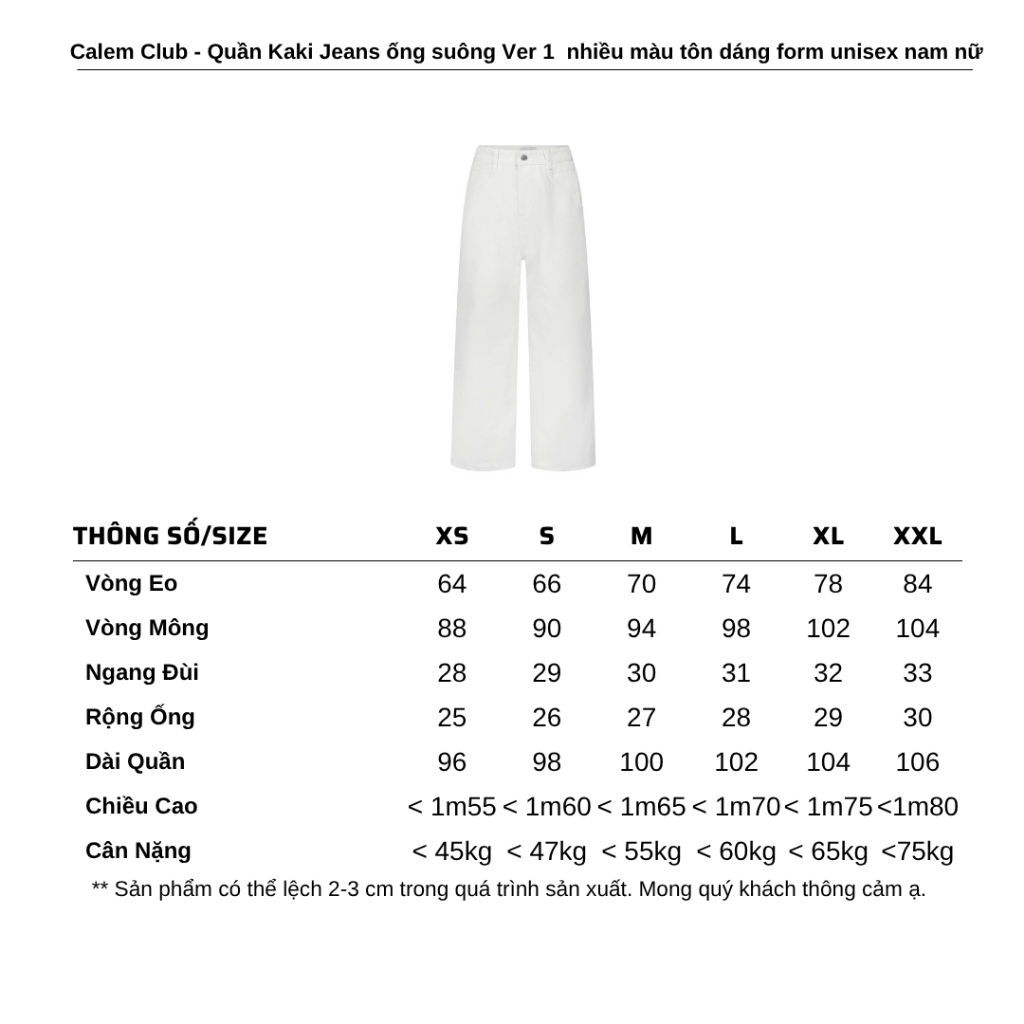 Quần Kaki Jeans ống suông Ver 1  Calem Club nhiều màu tôn dáng form unisex nam nữ | BigBuy360 - bigbuy360.vn