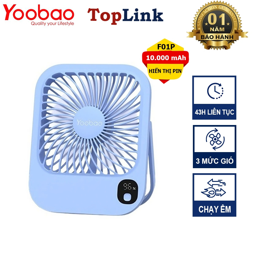 Quạt Mini Tích Điện Để Bàn 10.000mah Yoobao F01 Thời Gian Sử Dụng 32h Với 3 Mức Gió Nhỏ Gọn Dễ Mang Đi