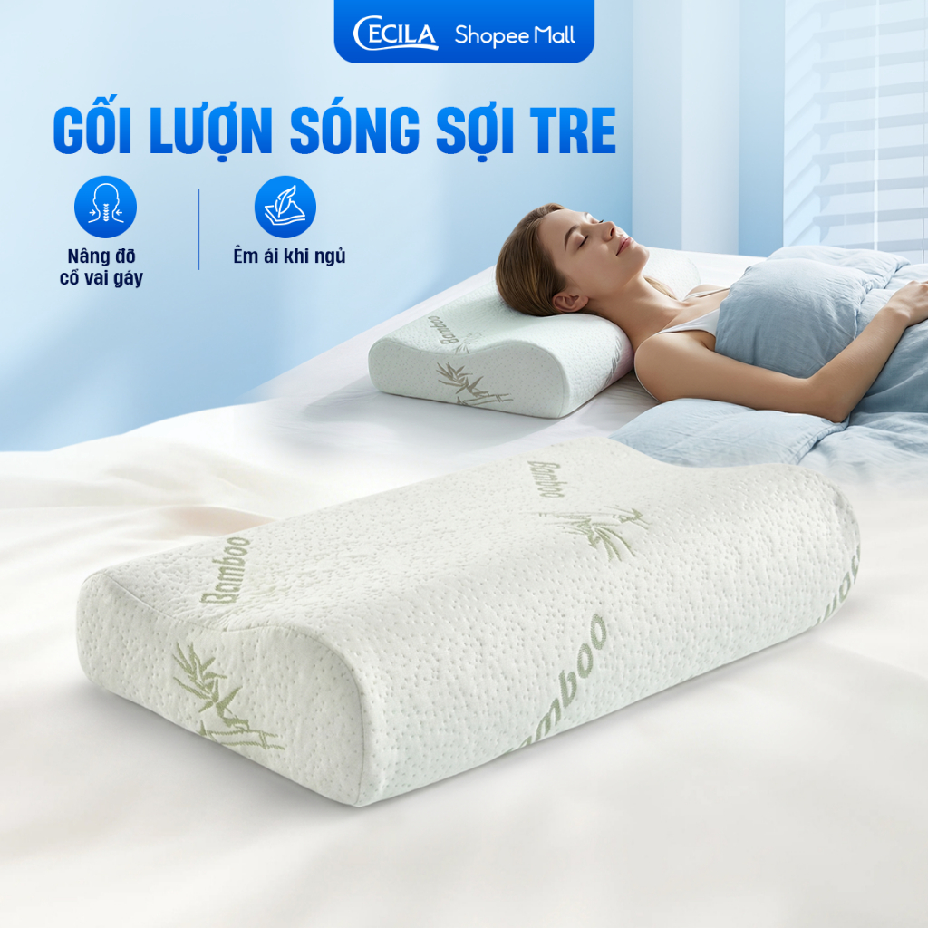 Gối cao su non người lớn CECILA Gối Nệm Y Tế thiết kế lượn sóng hỗ trợ chống đau mỏi cổ vai gáy, giúp ngủ ngon hơn