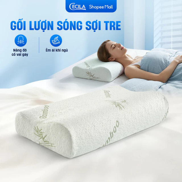 Gối cao su non người lớn CECILA Gối Nệm Y Tế thiết kế lượn sóng hỗ trợ chống đau mỏi cổ vai gáy, giúp ngủ ngon hơn