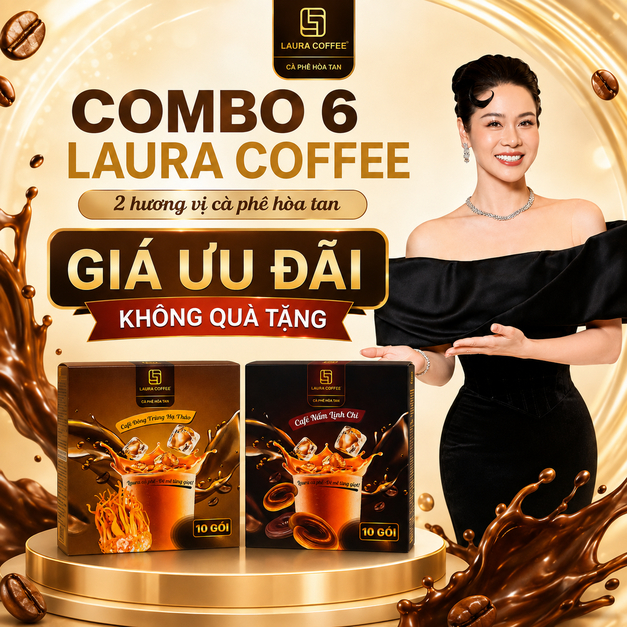 [GIÁ ƯU ĐÃI - KHÔNG QUÀ] Combo 6 Hộp Cà Phê Laura Coffee Nhật Kim Anh 60 Gói
