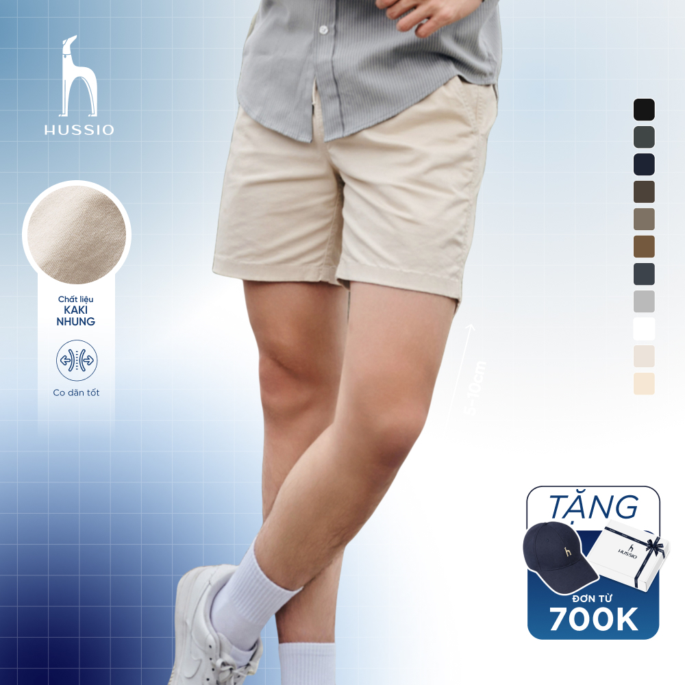 [UPDATE MÀU MỚI] Quần Short nam vải Kaki nhung cao cấp, trẻ trung, lịch lãm, chuẩn form – HUSSIO