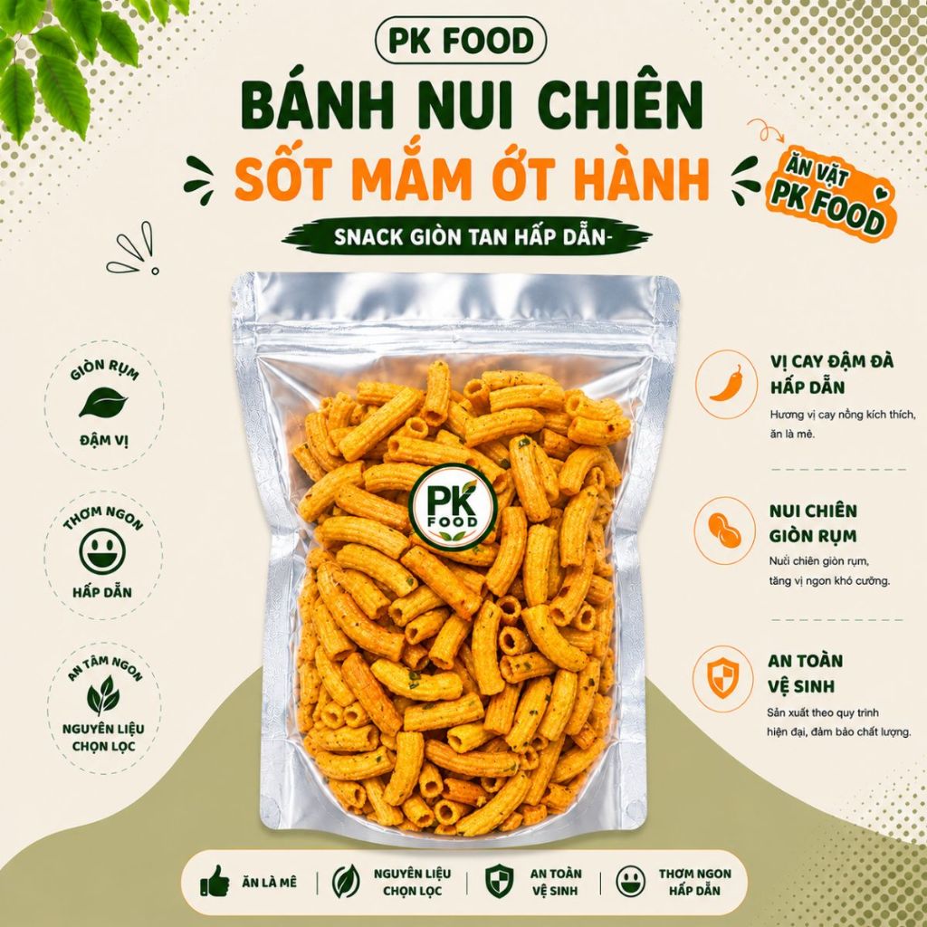 Bánh Nui Chiên Sốt Mắm Hành - Loại Ngon - PK FOOD