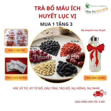 [MUA 1 TẶNG 3] Trà bổ máu ích huyết lục vị Tiemtrarobi_hcm (hắc kỷ tử, kỳ tử đỏ, dâu tằm, táo đỏ, nụ hồng, nụ nhài)