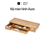 Kệ màn hình gỗ tự nhiên kèm ngăn kéo Aura by NiceDesign giá đỡ màn hình gỗ đa năng ray thép SPCC, gọn gàng và tinh tế — ảnh 1