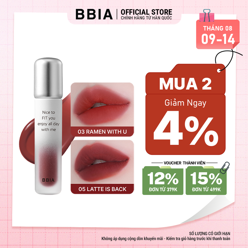 Son tint lì lâu trôi, bền màu BBIA Air Fit Tint 4g