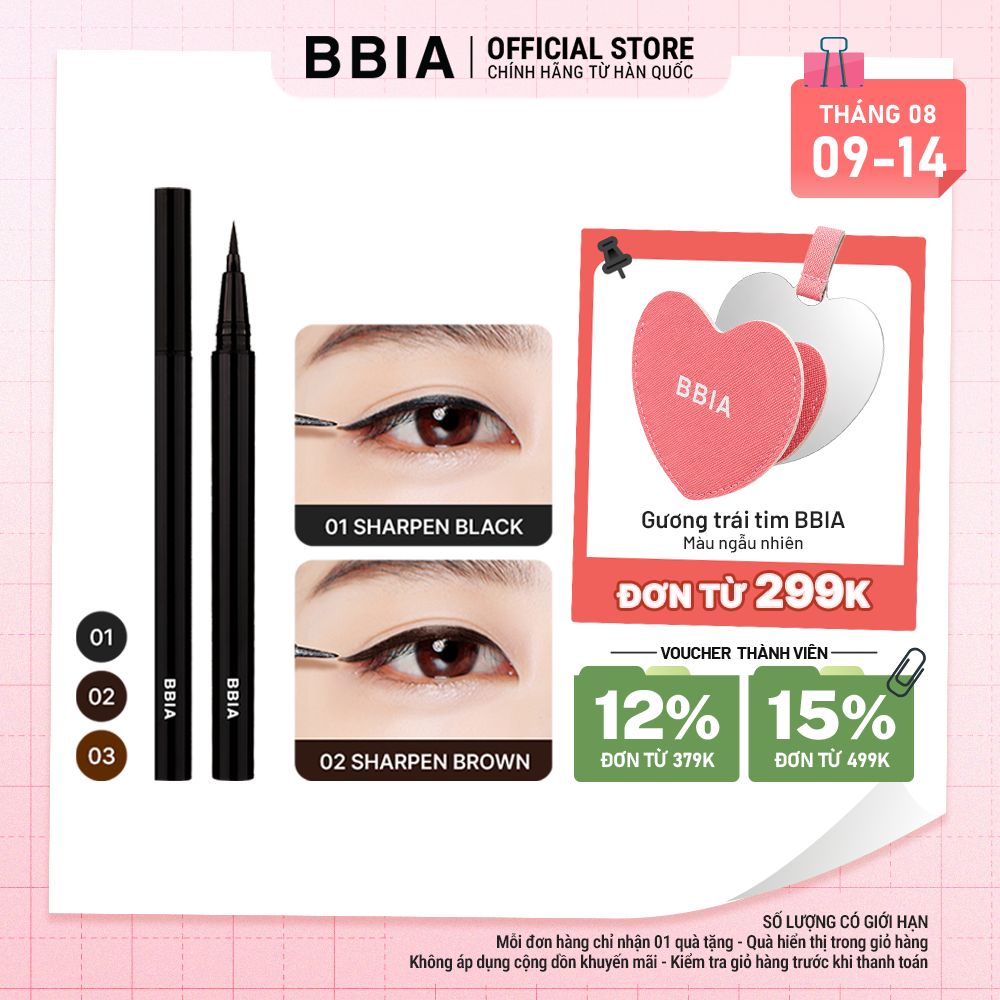 Kẻ mắt nước đều màu, chống nước, dễ tẩy trang BBIA Last Pen Eyeliner 0.6g