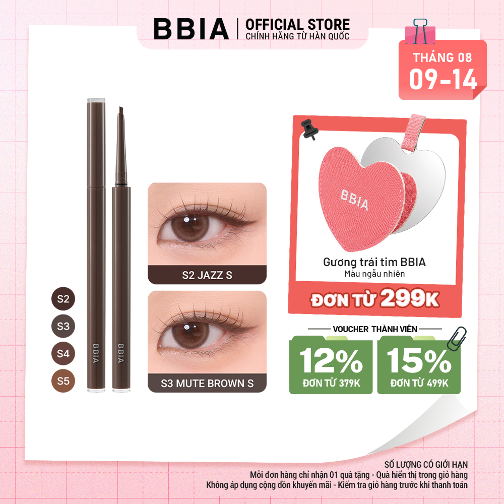 Chì Kẻ Mắt Bbia Last Auto Gel Eyeliner Slim (5 màu) 0.1g Bbia Official Store
