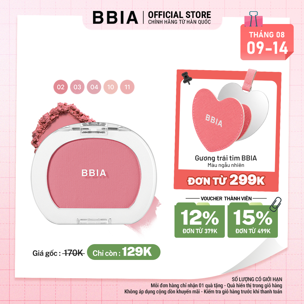 Phấn má hồng mịn lì, đa năng BBIA Last Blush 4g
