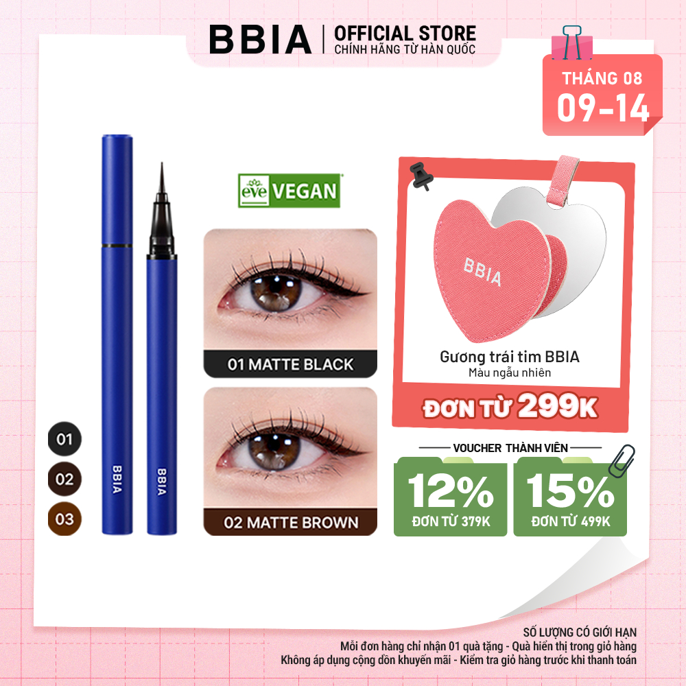 Kẻ mắt nước bền màu, chống nước BBIA Never Die Brush Eyeliner 0.4g