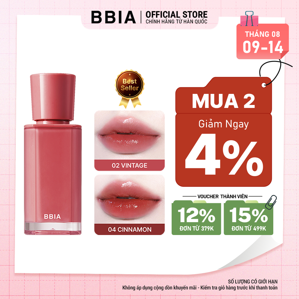 Son tint bóng căng mọng, trong trẻo BBIA Glow Tint