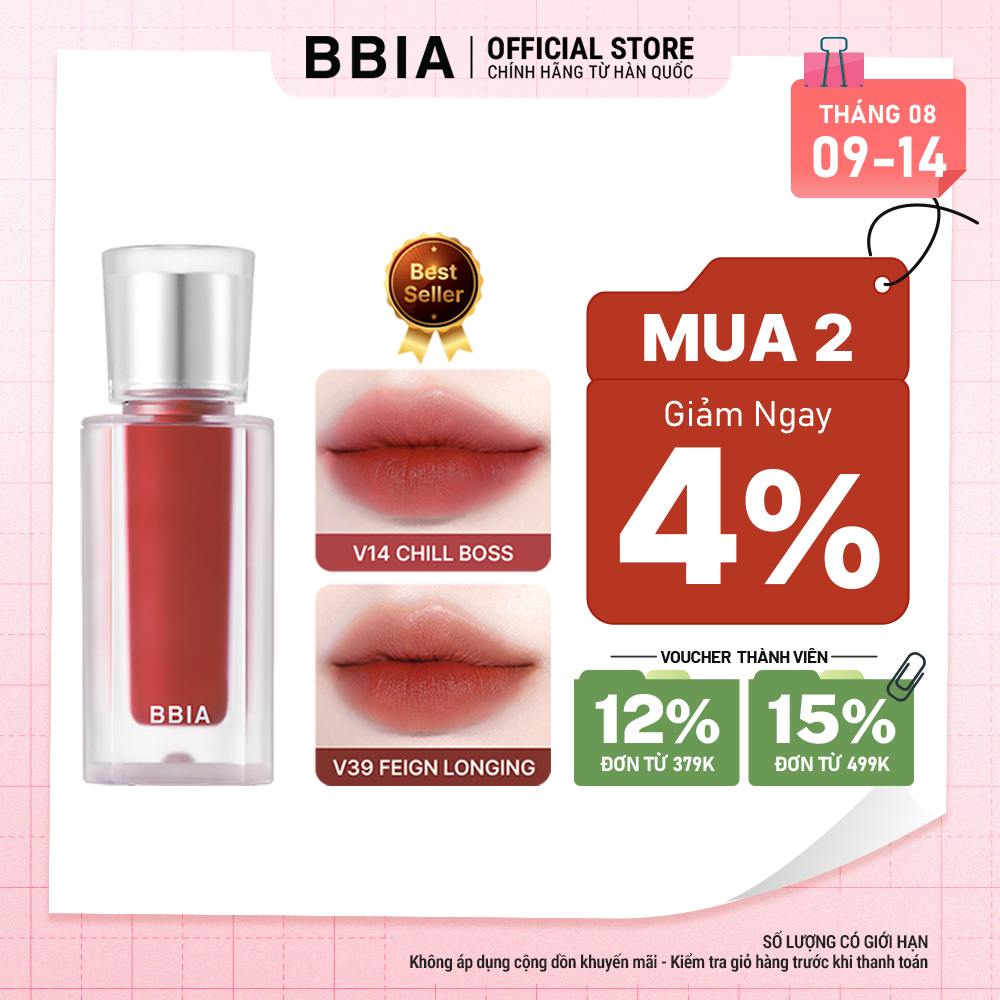 Son kem nhung thuần chay, nhẹ môi BBIA Last Velvet Tint V Edition 5g