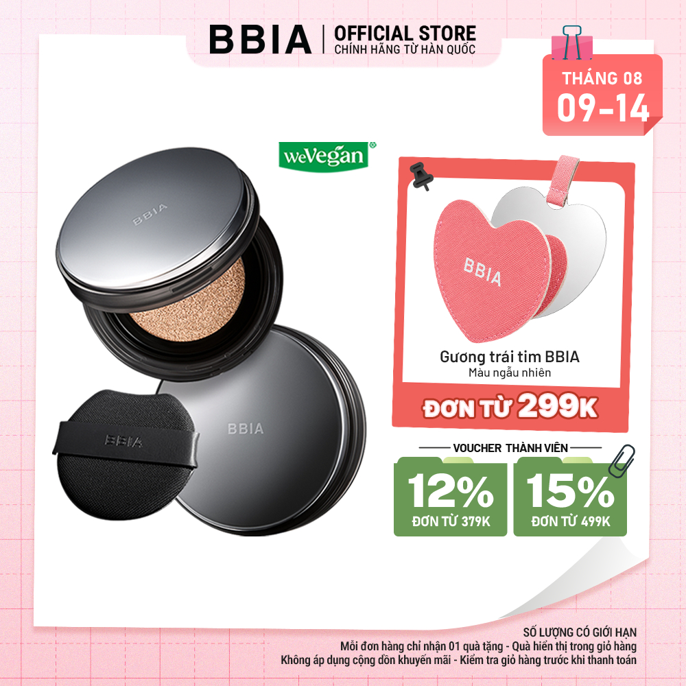 Cushion Che phủ hoàn hảo, lớp nền mịn lì suốt 24h BBIA Eau Matte Cushion 15g
