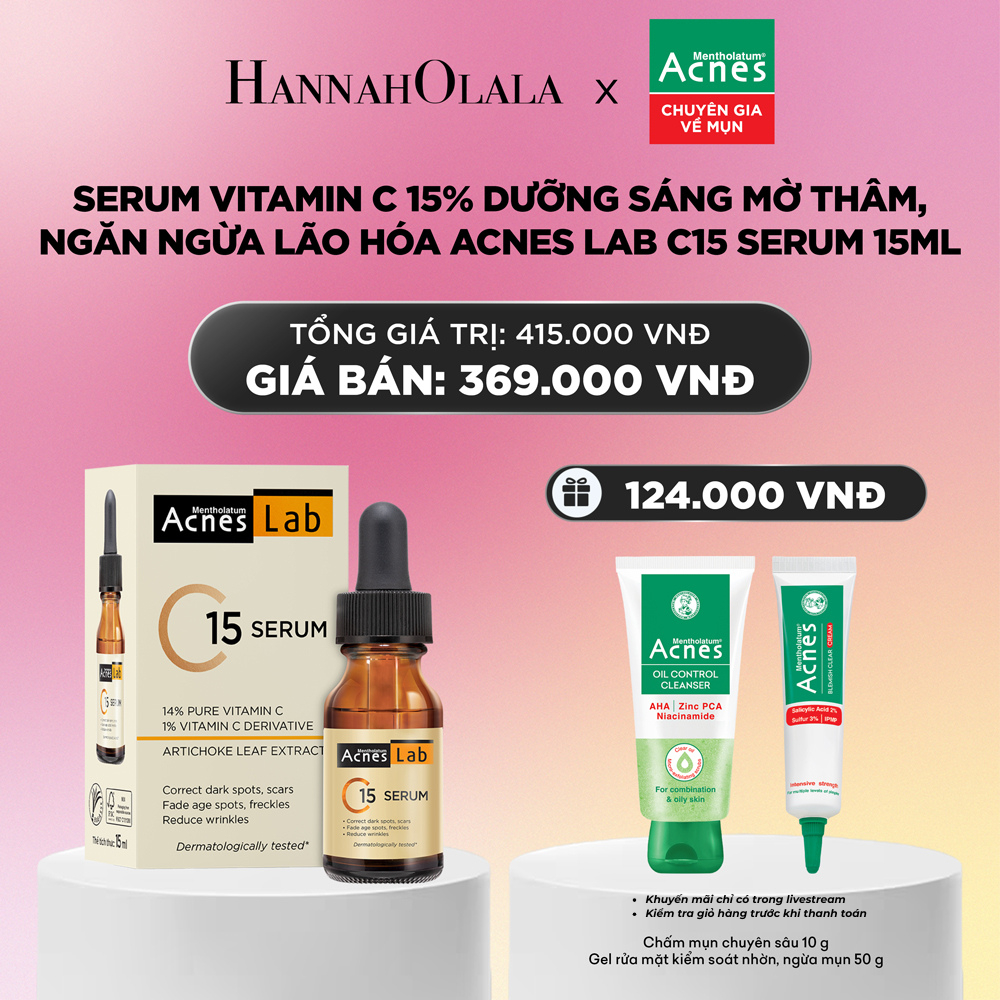 Serum Vitamin C 15% dưỡng sáng mờ thâm, ngăn ngừa lão hóa Acnes Lab C15 Serum 15ml