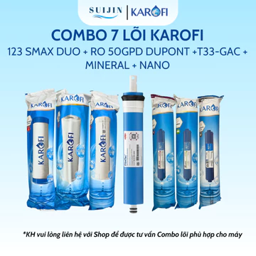 Combo 7 Lõi Lọc Karofi Gồm Lõi 123 Livotec - Màng RO50GPD Dupont Mỹ - 3 Lõi Chức Năng T33, Mineral, Nano Silver K7IQ-2