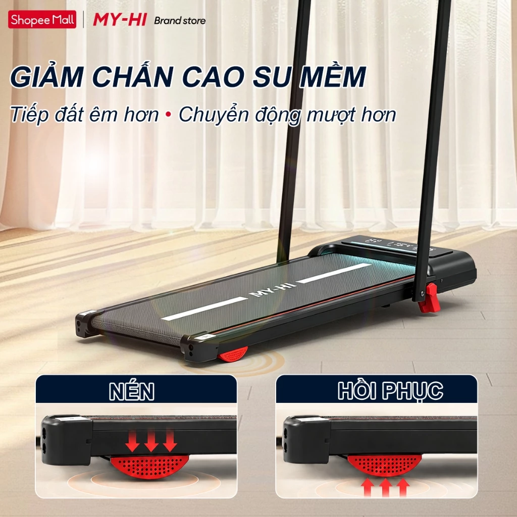 máy chạy bộ MY-HI,Có thể gập lại,Giảm chấn chống ồn,1-16km/h,Có độ dốc,Đi bộ và chạy được,Sử dụng tại nhà