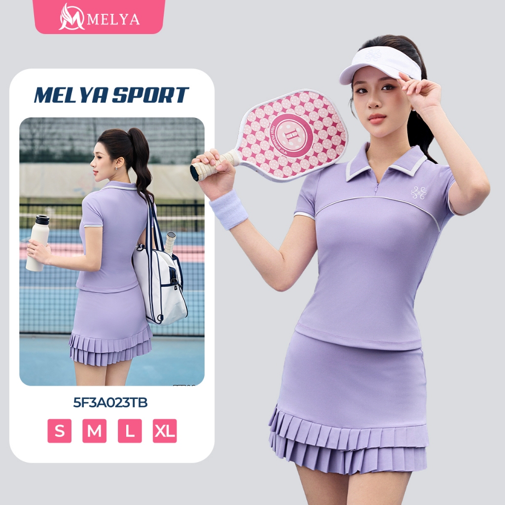 Set Bộ Thể Thao MELYA 5F3A023TB Lilac Harmony Áo & Chân Váy Tím Tôn Dáng Ôm Body, Hỗ Trợ Tập Gym Yoga Pickleball