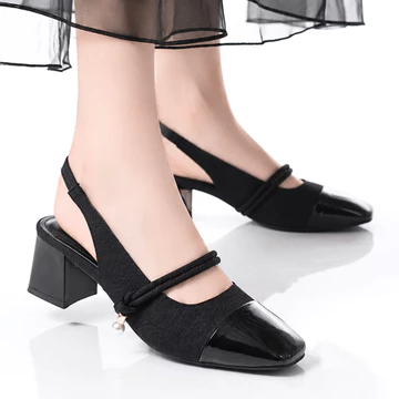 [Giày nữ big size ] Giày Cao Gót Đế 5cm Mũi Vuông Hở Gót Slingback, Giày Nữ Công Sở Êm Chân, Giày Cao Gót Big Size 1588