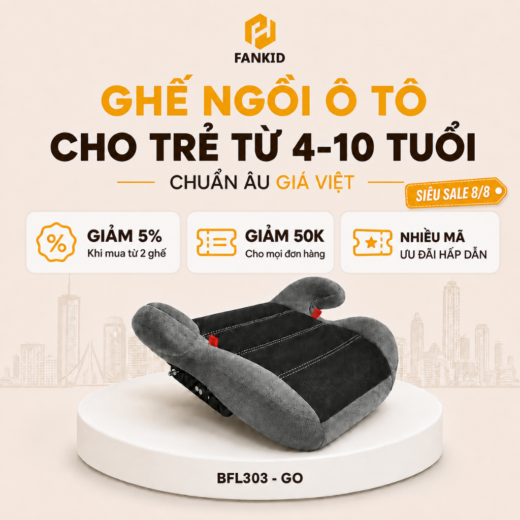 Ghế Ngồi Ô Tô Cho Trẻ Siêu Nhẹ 1.5kg, Đệm Nâng Cho Bé 4-10 Tuổi, Booster Gọn Nhẹ Dễ Mang Theo có ISOFIX, Chuẩn Châu Âu