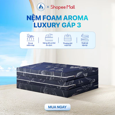 Nệm Foam Aroma Luxury Gấp 3 Đệm Foam Mật Độ Cao Nâng Đỡ Cột Sống Bảo Hành 10 Năm