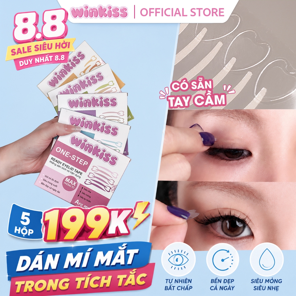 Kích mí WINKISS Có Tay Cầm Dễ Dán Không Cần Dụng Cụ - Miếng Kích Mí Tạo Mí Tự Nhiên, Bám Chắc, Không Lộ Keo