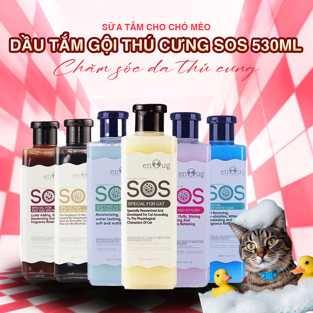 Sữa tắm Enoug SOS cho chó, sữa tắm cho chó SOS thơm lâu ngừa ve rận dưỡng mượt lông 530ml