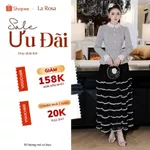 Set Váy Công Sở Tiểu Thư, Set Dự Tiệc Cao Cấp LA ROSA Áo Peplum Dạ Tiêu Kèm Đai Phối Chân Váy Đen Viền Trắng S1060 — ảnh 1