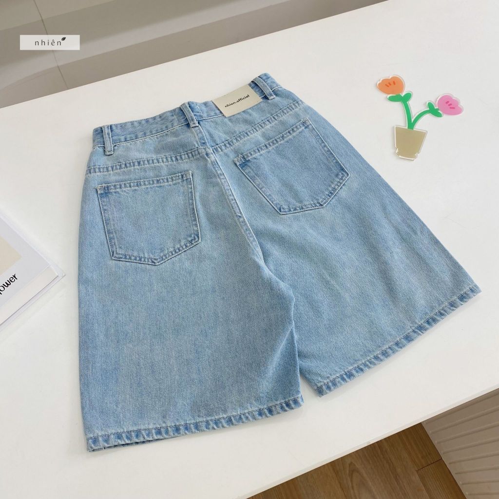 Quần jean nữ - quần ngố lửng ống rộng nhiennhienvintage NQJ00002 | BigBuy360 - bigbuy360.vn
