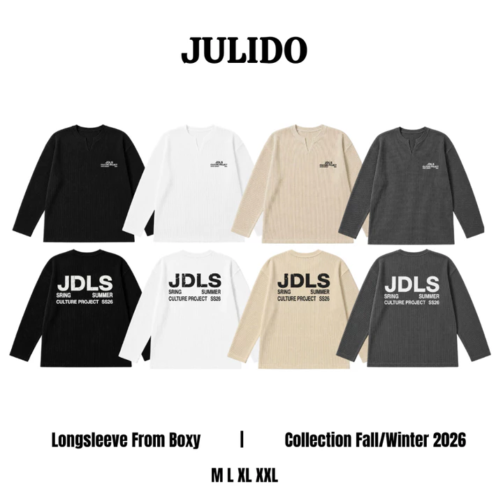 Áo Thun Dài Tay Longsleeve SS26 JULIDO Chất Liệu Cotton Waffle Form Boxy Unisex Nam Nữ