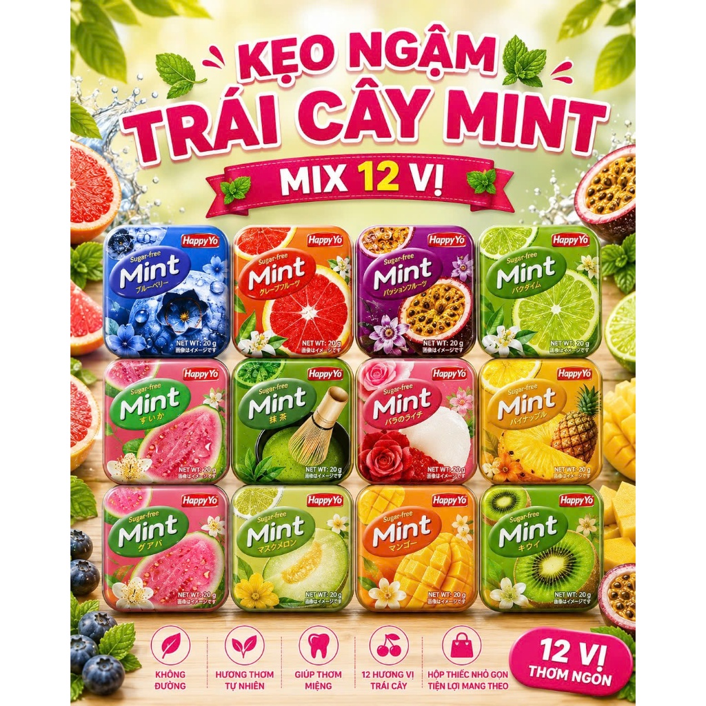 Kẹo Ngậm Trái Cây The Mát – Đập Tan Cơn Buồn Ngủ, Sảng Khoái, Không Calo