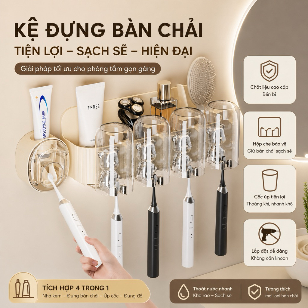 Kệ để bàn chải đánh răng nhà tắm kệ để đồ nhà tắm Bộ nhả kem đánh răng tự động